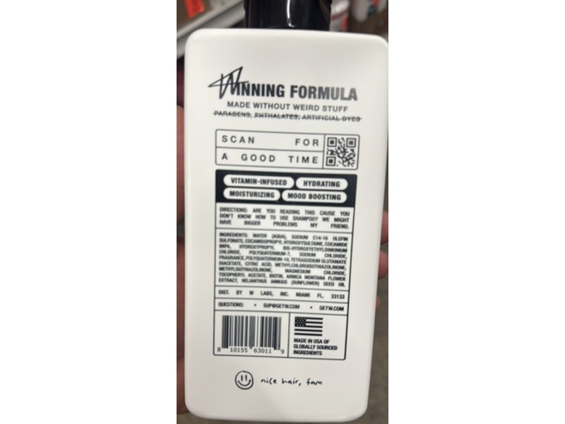 W by Jake Paul 2-in-1 Shampoo + Conditioner, Fresh Ice Scent, 16 fl oz/473 mL