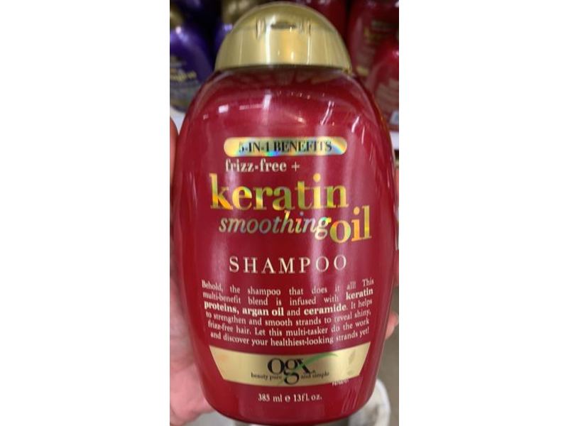 Ogx 5-In-1 Benefits Frizz-Free + Keratin Smoothing Oil Shampoo, 13 fl oz/385 mL