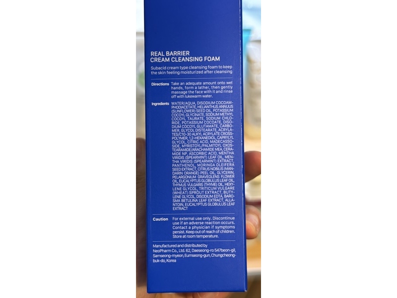 Real Barrier Cream Cleansing Foam, 4.05 fl oz/120 mL