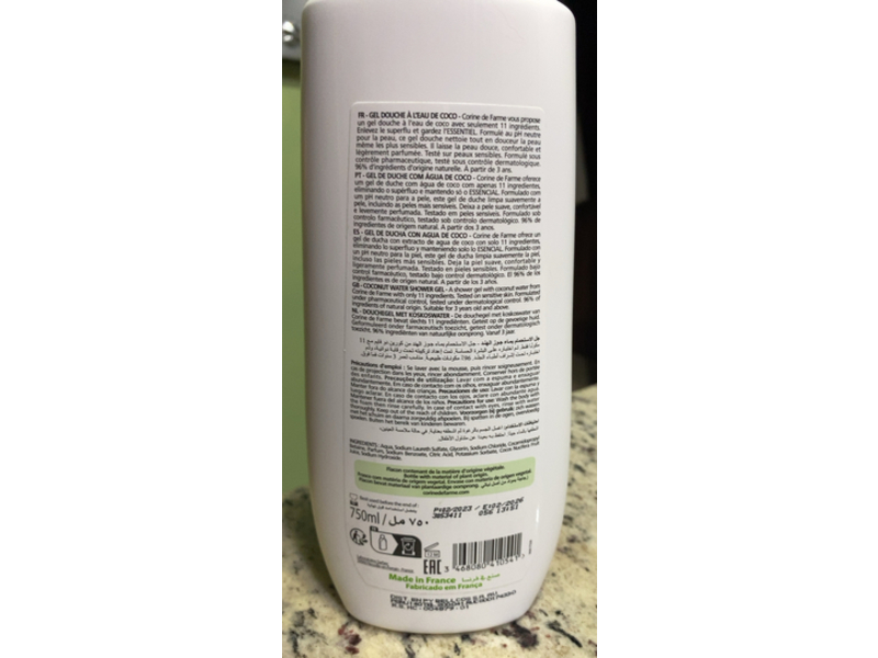 Corine De Farme Essential Shower Gel, Coconut Water, 750 mL