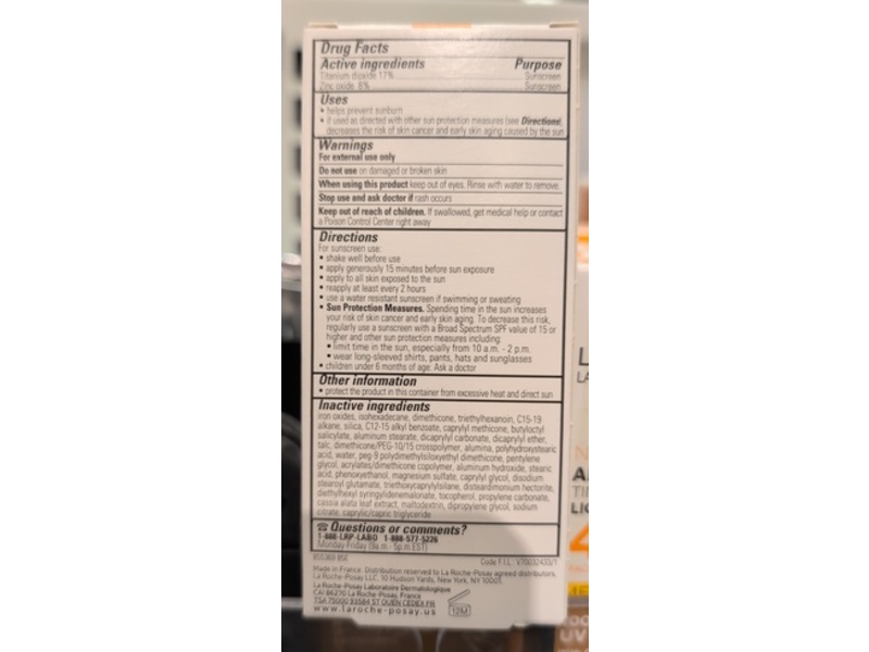 La Roche Posay New Anthelios Tinted Light Fluid Sunscreen, SPF 40, Deep, 1.7 fl oz/50 mL