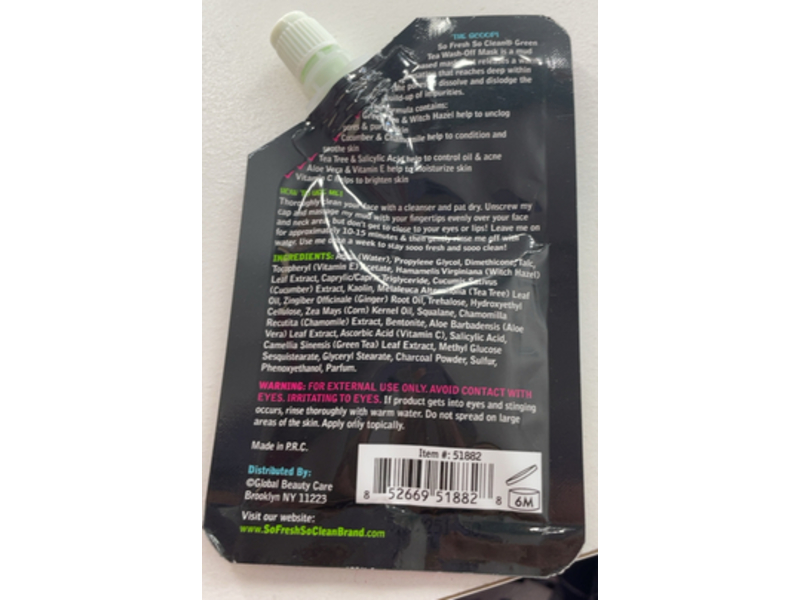 Groovy Beauty So Fresh So Clean Wash Off Mask, Green Tea, 1 oz/30 mL