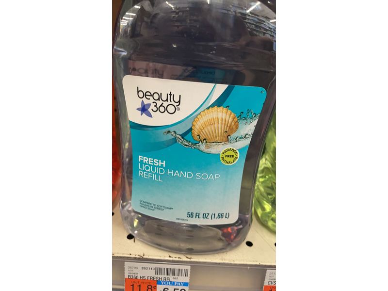 Beauty 360 Fresh Liquid Hand Soap, 56 fl oz/1.66 L