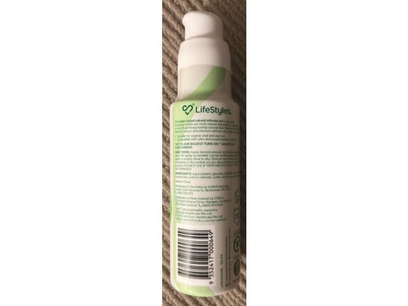 LifeStyles Ultra Natural Water-Based Intimate Gel, 100 mL