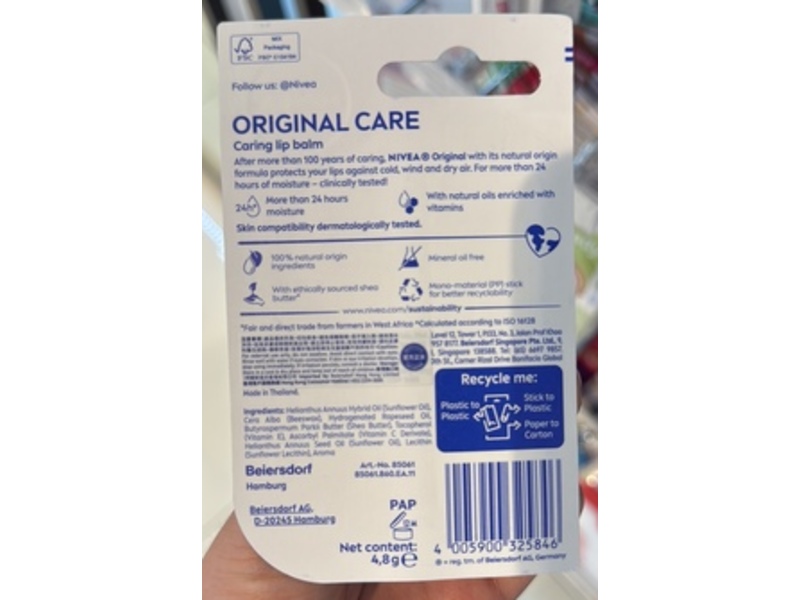Nivea Original Care Lip Balm, 4.8 g