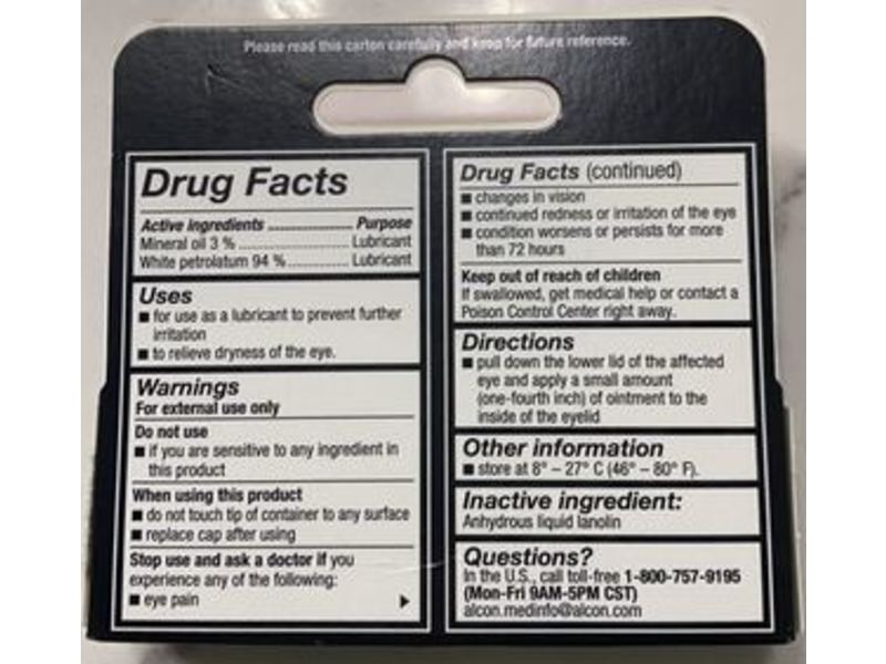 Genteal Tears Lubricant Eye Ointment, Night-Time Ointment, 0.12 fl oz/3.5 g