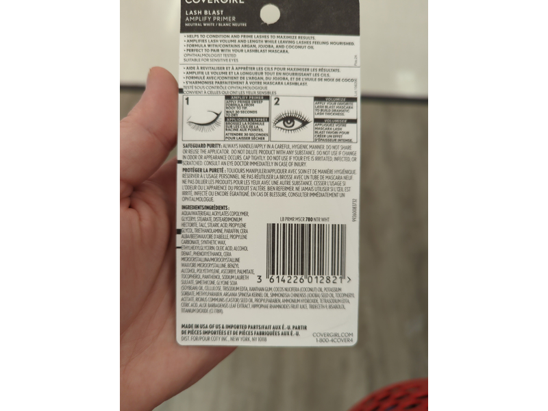 CoverGirl Lash Blast Amplify Eyelash Primer, 780 Neutral White, 0.44 fl oz/13.1mL