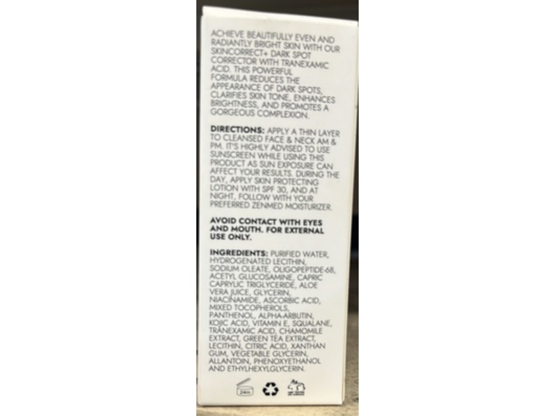 Zenmed Skincorrect + Dark Spot Corrector, Alpha Arbutin, Kojic + Tranexamic Acid, 1 oz/30 mL