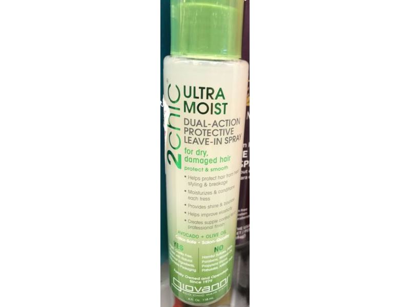 Giovanni 2Chic Dual-Action Protective Leave In Spray, Avocado + Olive Oil, 4 fl oz/118 mL