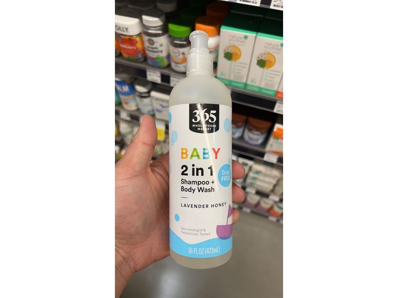 365 by Whole Foods Market Baby 2 in 1 Shampoo + Body Wash Lavender Honey 16 fl oz (473 mL)