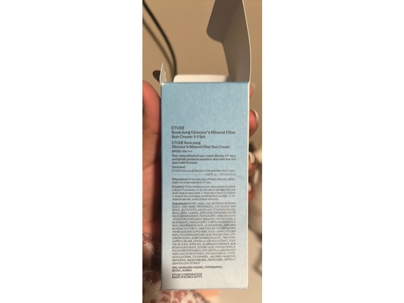 Etude SoonJung Director's Mineral Filter Sun Cream, SPF50+ PA++++, 1.69 fl oz/50 mL