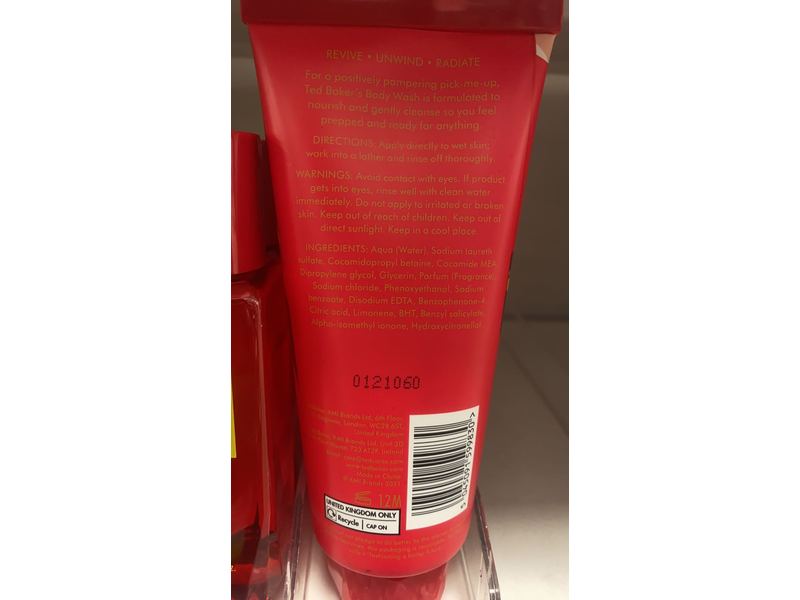 Ted Baker Body Wash, Raspberry & Orange Blossom, 6.7 fl oz/200 mL