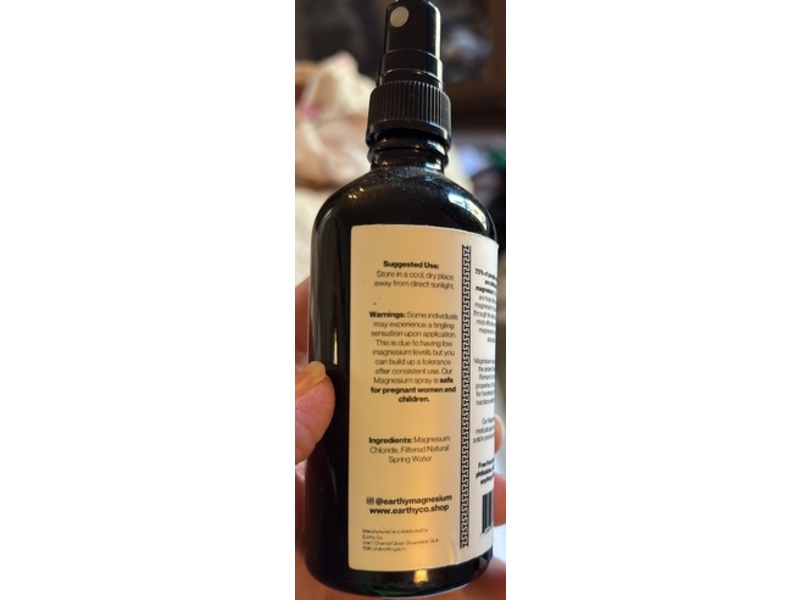 Earthy Topical Magnesium Oil Spray, Magnesium Chloride, 3.5 fl oz/100 mL