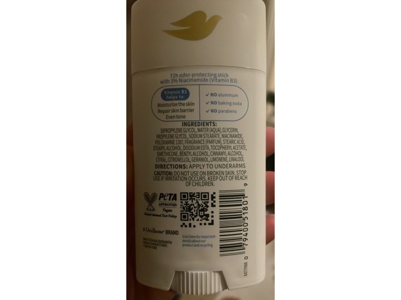 Dove Vitamin Care+ Deodorant, Fresh Linen & Sea Minerals, 2.6 oz/74 g
