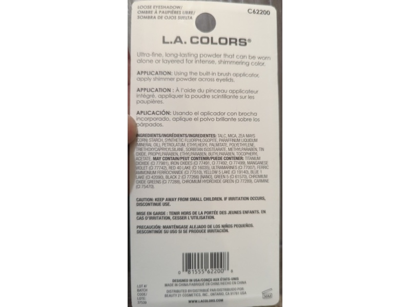 L.A. Colors Shimmer Loose Eyeshadow + Blush, C62200 Radiant, 10 fl oz/2.8 g