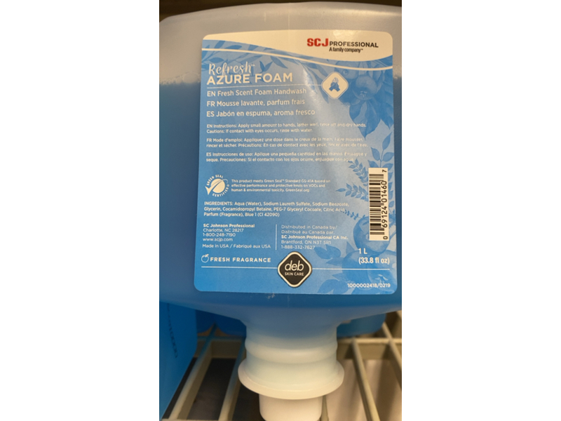 SCJ Professional Refresh Azure Foam Handwash, 33.8 fl oz/1 L