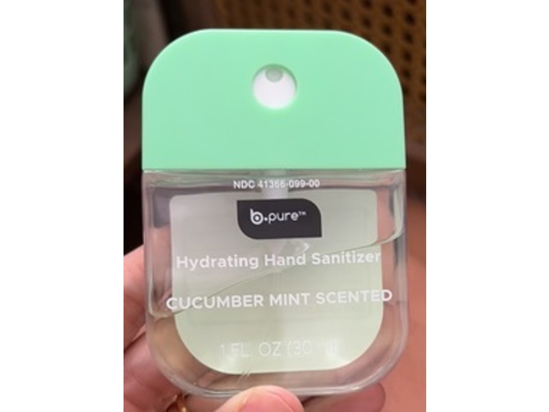 Bpure Hydrating Hand Sanitizer, Cucumber Mint Scented, 1 fl oz/30 mL, Pack Of 4