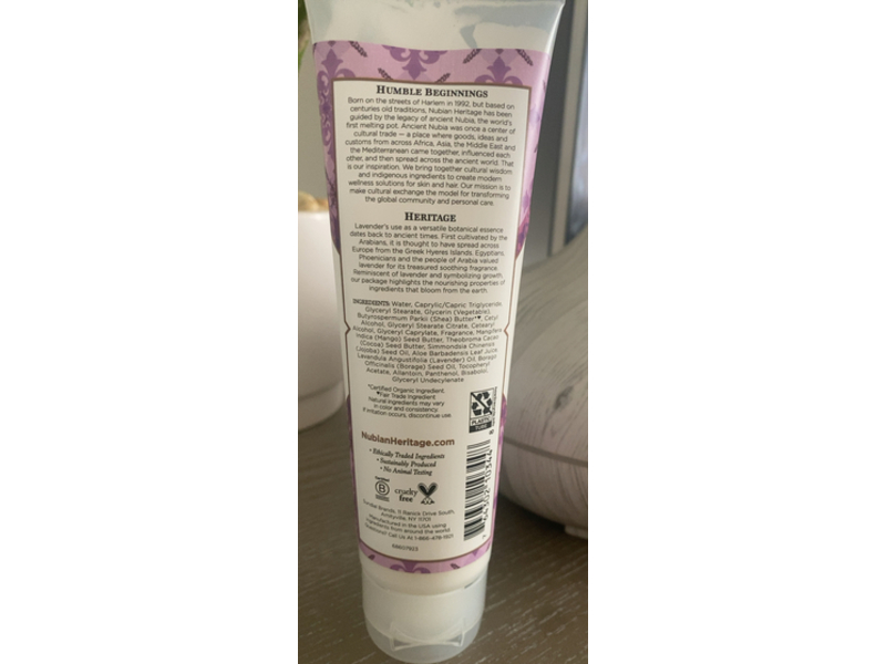 Nubian Heritage Hand Cream, Lavender & Wild Flowers, Relaxing & Nourishing, 4 fl oz/118 mL