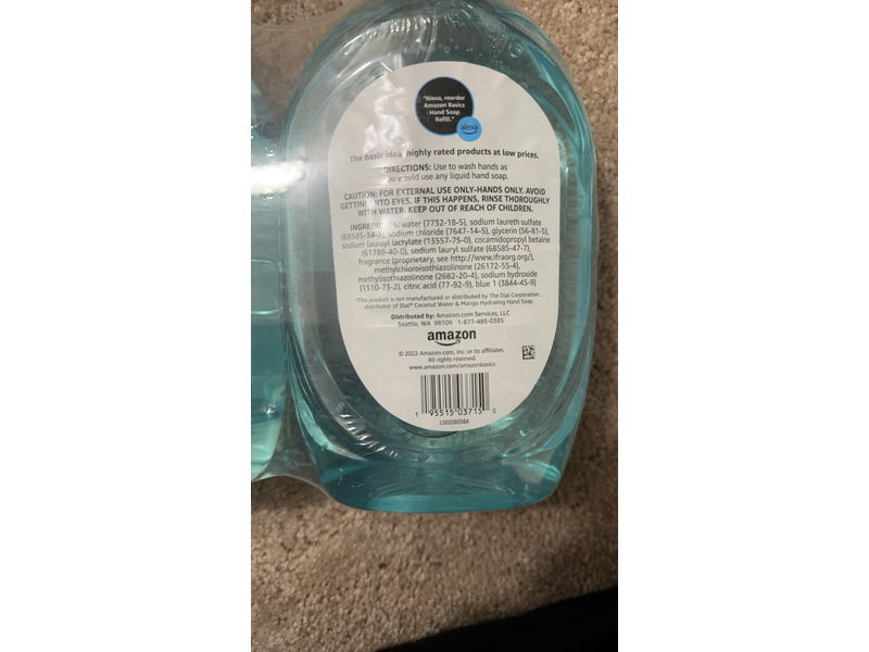 Amazon Basics Liquid Hand Soap Refill, Mango and Coconut Water Scent, Triclosan-Free, 56 Fluid Ounces, Pack of 1