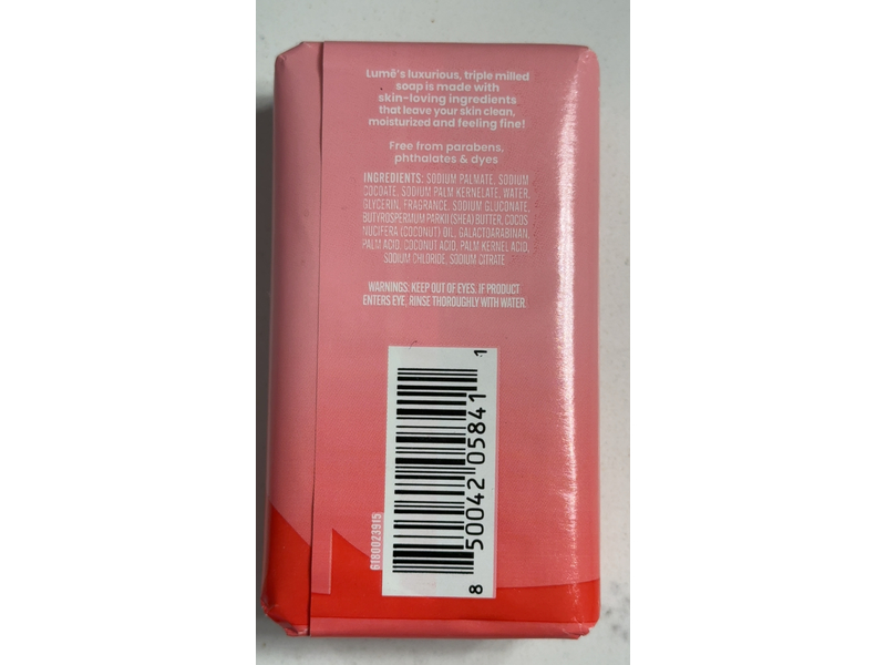 Lume Triple Milled Soap, Peony Rose, 5 oz/142 g