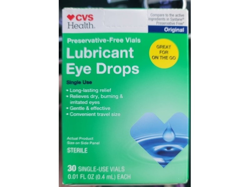 Cvs Health Lubricant Eye Drops, Sterile, 0.01 fl oz/0.4 mL