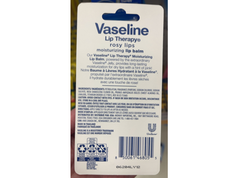 Vaseline Lip Therapy Moisturizing Lip Balm Twin Pack, Rosy Lips, 0.70 oz/20 g