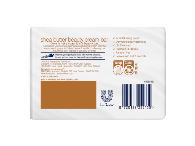 Dove Beauty Bar, Shea Butter & Vanilla Scent, 4.75 oz/135 g