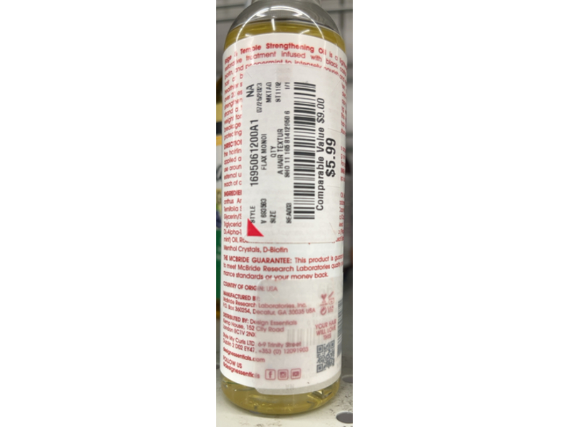 Design Essentials Edge & Temple Strengthening Oil, Biotin & Black Castor Oil, 4 fl oz/118 mL