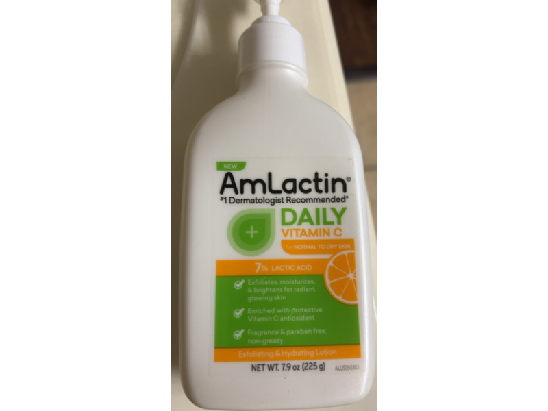 AmLactin Daily Vitamin C Exfoliating & Hydrating Lotion, 7% Lactic Acid, 7.9 oz/225 g