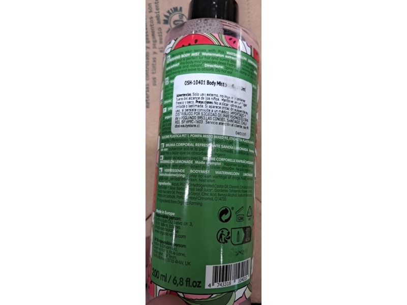 Organic Shop Body Desserts Refreshing Mist, Watermelon Lemonade, 6.8 fl oz/200 mL