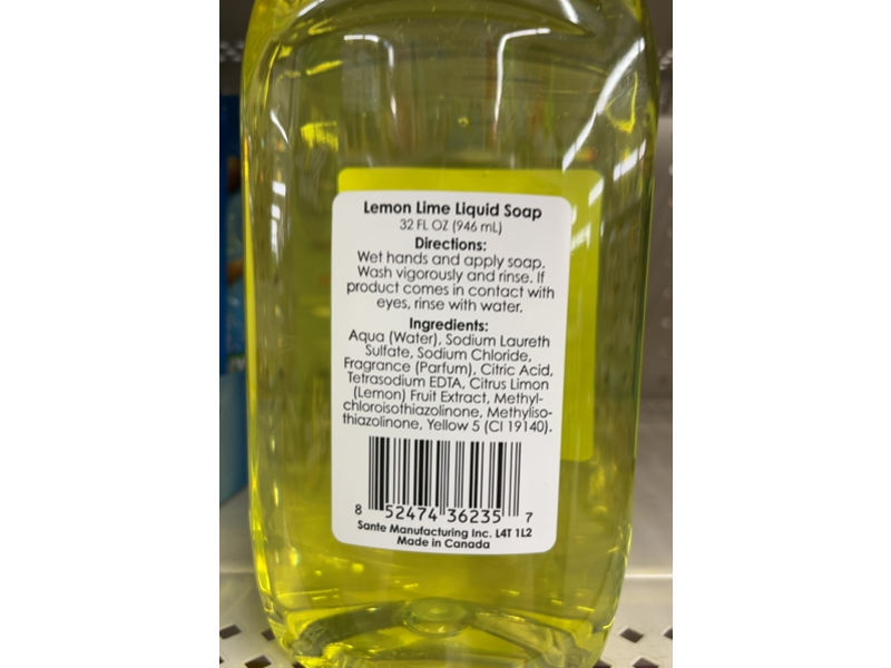 Spa Soap Liquid Soap, Lemon Lime, 32 fl oz/946 mL