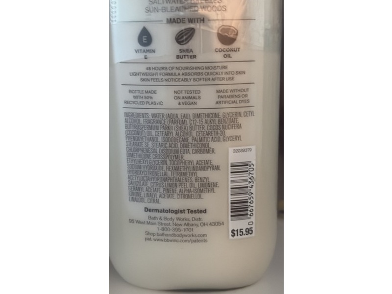 Bath & Body Works Waikiki Body Lotion, Beach Coconut, 8 fl oz/236 mL.
