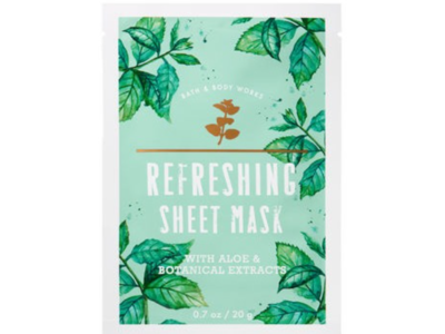 Bath & Body Works Refreshing Sheet Mask, Alor & Botanical Extraacts, 0.7 oz/20 g