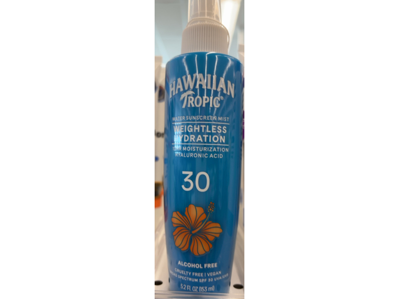Hawaiian Tropic Weightless Hydration Water Sunscreen Mist, SPF 30, 5.2 fl oz/153 mL
