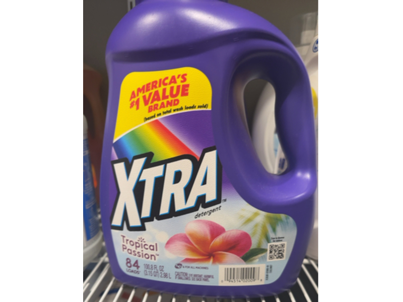 Xtra Laundry Liquid Detergent, Tropical Passion, 84 Loads, 100.8 fl oz/2.98 L