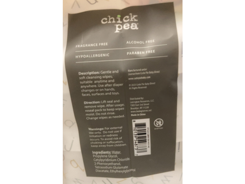 Chick Pea Fragrance Free Baby Wipes, 180 Count