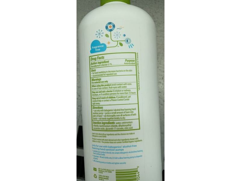 Babyganics Alcohol-Free Foaming Hand Sanitizer Refill Bottle, Fragrance Free, 16 fl oz/473 mL