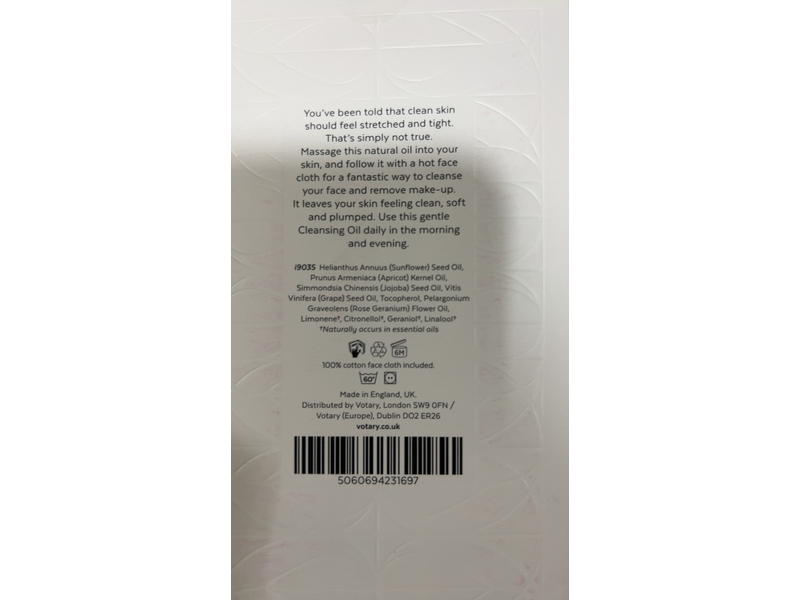 Votary Cleansing Oil, Rose Geranium & Apricot, 3.4 fl oz/100 mL