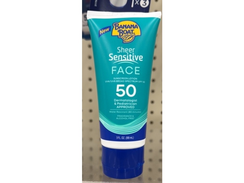 Banana Boat Sheer Sensitive Sunscreen Lotion, SPF 50, 3 fl oz/88 mL