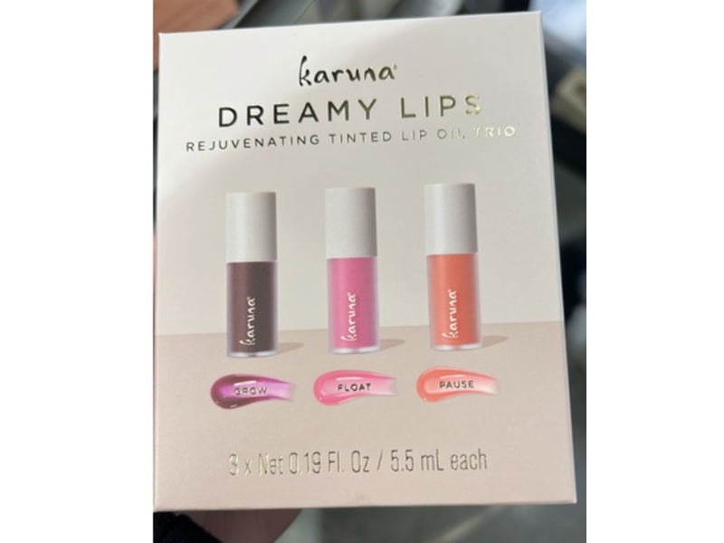 Karuna Dreamy Lips Rejuvenating Tinted Lip Oil Trio, Grow + Float + Pause, 0.19 oz/5.5 mL