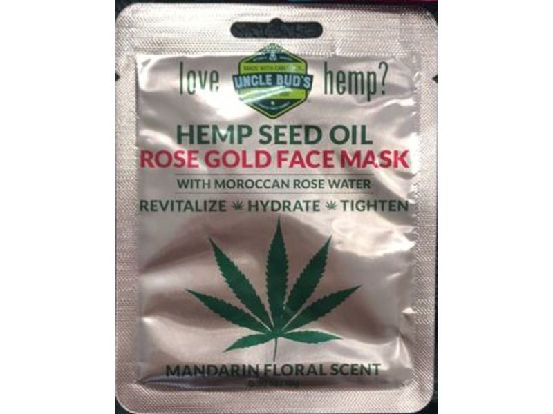Uncle Bud's Rose Gold Face Mask, Hemp Seed Oil, Mandarin Floral Scent, 0.36 oz/10 g