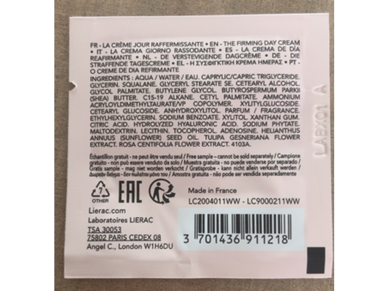 Lierac Lift Integral Laboratories The Firming Day Cream, 0.06 fl oz2 mL