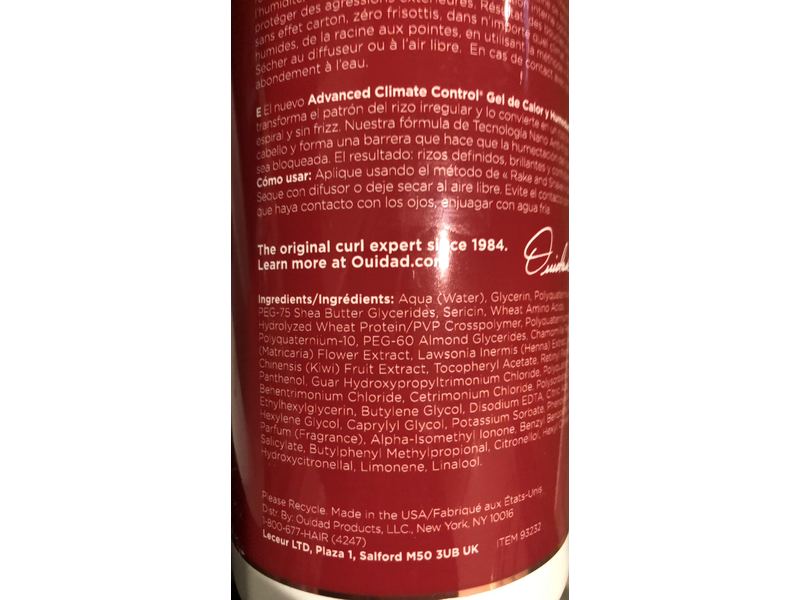 Ouidad Advanced Climate Control Heat & Humidity Gel, Stronger Hold, 33.8 fl oz