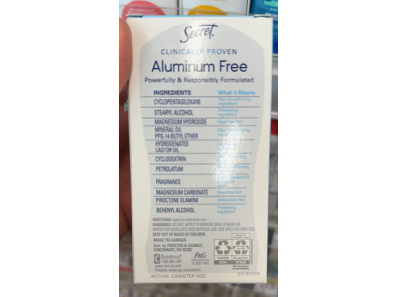 Secret Dry Solid Deodorant, Cherry Blossom & Bergamot, 1.4 oz/39 g