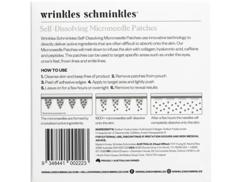 Wrinkles Schminkles Self-Dissolving Microneedle Patches, 8 Count