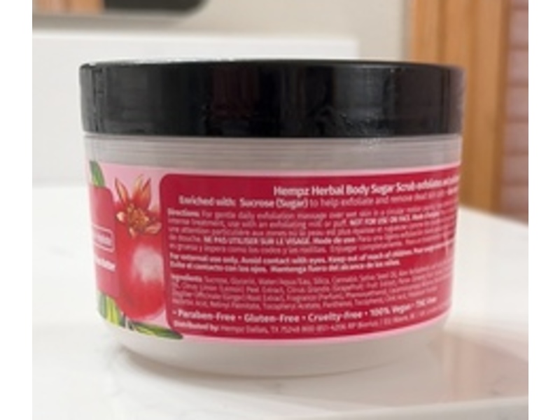 Hempz Pomegranate Herbal Sugar Scrub, Aloe & Shea Butter, 7.3 oz/176 g