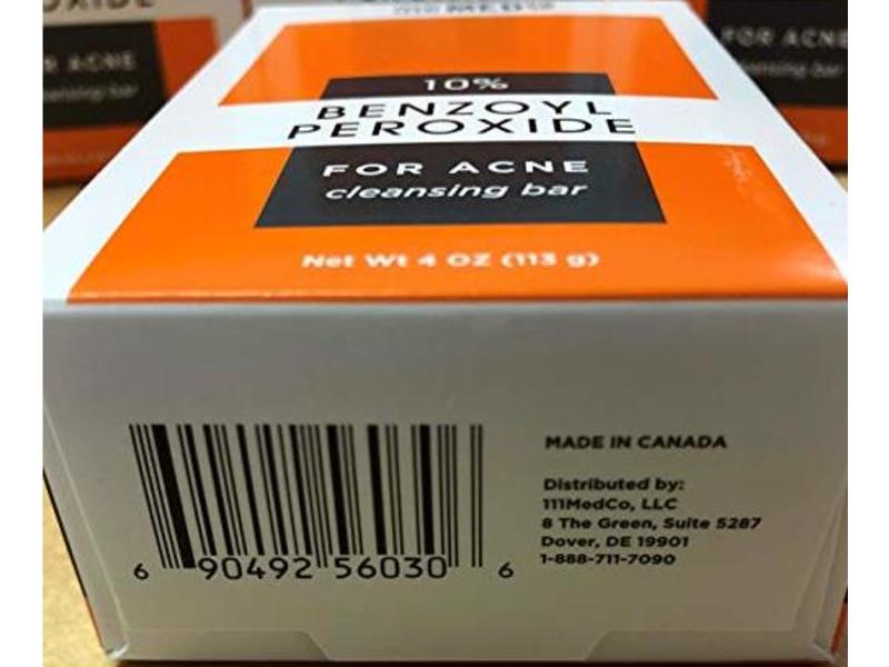 111MedCo Acne Cleansing Bar, 10% Benzoyl Peroxide, 4 oz/113 g