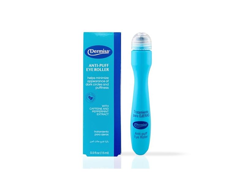 Dermisa Anti-Puff Eye Roller, Caffeine & Peppermint Extract, 0.5 fl oz/15 mL