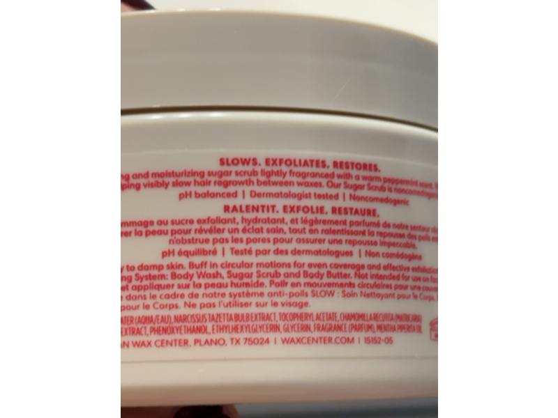 Europian Wax Center Hair Growth Minimizer Slow Sugar Scrub, Peppermint, 9.7 oz/275 g