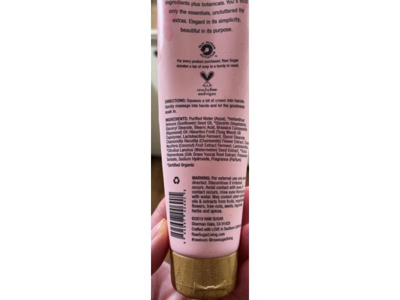 Raw Sugar Hand Cream, Watermelon + Pink Cactus, 3.3 oz/94 g